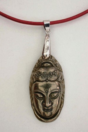 Bouddha en pyrite 40mm sur cuir